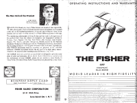 Fisher 600 - Owners Manual 